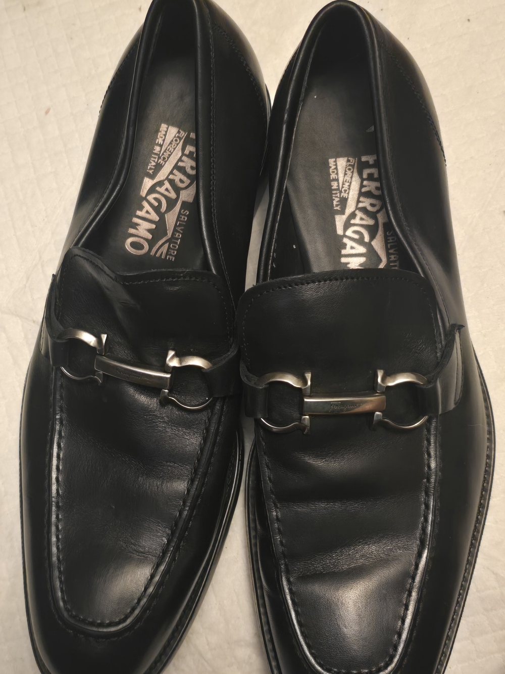 Salvatore Ferragamo Black Leather Horsebit Loafers